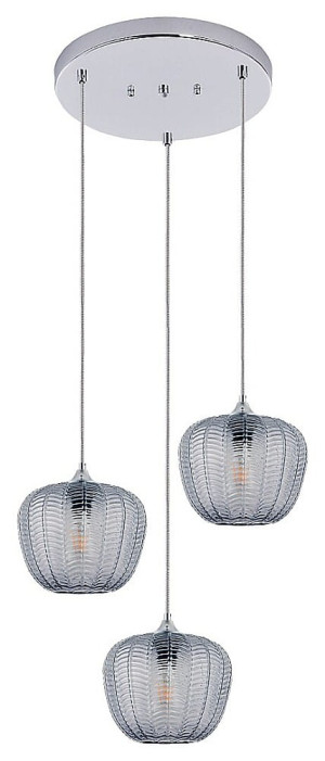 Monet chrom | szkło dymne 3xE27 Lampa wisząca
