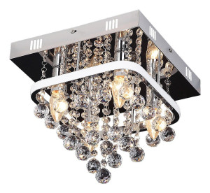 Pallas chrom szer. 30cm. 4xE14 + LED 3 step dim 23W 4000K Lampa sufitowa z kryształami