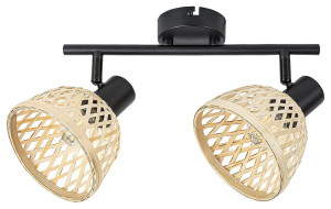 Rattan czarny mat | beż 2xE14 Spot