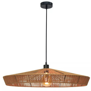 YUNKAI brąz Ø 70cm E27 Lampa rattanowa wisząca