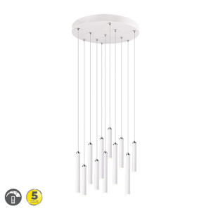 TUBULAR Biały Mat LED Ściemnialna 11 x 350lm 3000K Lampa wisząca