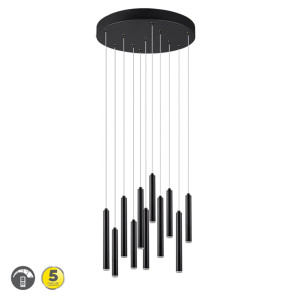 TUBULAR Czarny Mat LED Ściemnialna 11 x 350lm 3000K Lampa wisząca