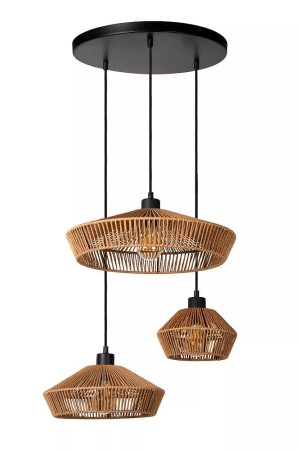 YUNKAI brąz rattan Ø 60cm. 3xE27 Lampa wisząca