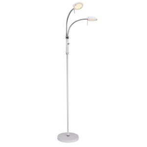 Vegas biały | chrom Ø25cm. LED dim. 2x7W 3000K Lampa podłogowa podwójna snake ściemnialna