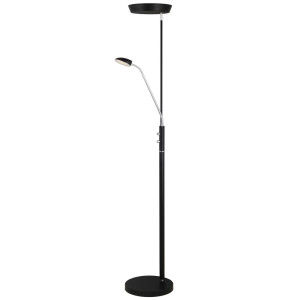 Vegas czarny | chrom Ø40cm. LED dim. 20W + 5W 3000K Lampa podłogowa podwójna snake ściemnialna