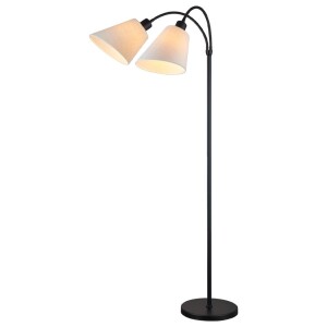 Tower czarny | biały Ø20cm. 2xE27 Lampa podłogowa podwójna stojąca