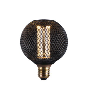 2,5W Colors Gitter Ø9,5cm. LED CCT 2000K-3000K-4000K E27 czarny Dekoracyjna żarówka zmienna barwa światła
