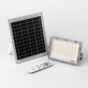 Naświetlacz solarny z czujnikiem zmierzchu LED 50W 4000K IP65 sterowany pilotem