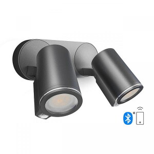 DUO Connect antracyt PIR 2xGU10 15W 3000K IP44 Podwójny regulowany kinkiet zewnętrzny z czujnikami ruchu i zmierzchu