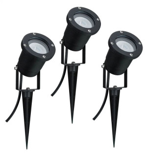 3 x Special Line czarny LED GU10 3,5W 3000K IP65 Trójpak reflektorów ogrodowych