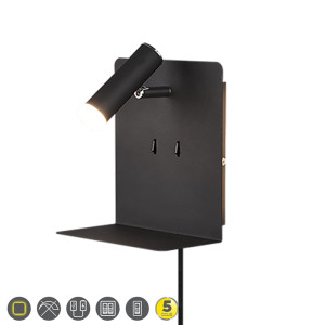 ELEMENT Czarny Mat LED 3W 3000K USB z funkcją ładowania Kinkiet ścienny