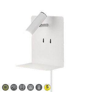 ELEMENT Biały Mat LED 3W 3000K USB z funkcją ładowania Kinkiet ścienny