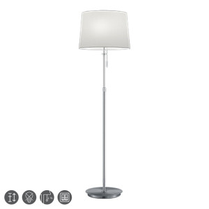 LYON Nikiel Mat / Biała 3 x E27 regulowana wysokość Lampa podłogowa stojąca