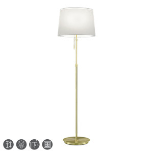 LYON Mosiądz Mat / Biała 3 x E27 regulowana wysokość Lampa podłogowa stojąca