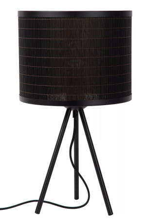 Tagalog czarny drewno Ø 26cm. E27 Lampka stołowa trójnóg