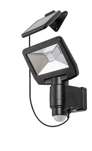 Dojran czarny zasilanie solarne LED PIR 5W 4000K IP44 Naświetlacz zewnętrzny z czujnikiem ruchu i zmierzchu