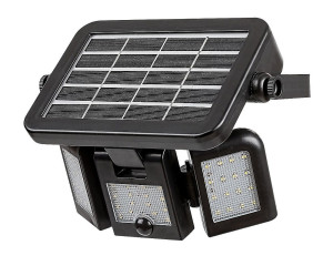 Lihull czarny zasilanie solarne PIR LED 9,6W 4000K IP44 Naświetlacz ścienny