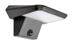 Qesa czarny zasilanie solarne PIR LED 10W 4000K IP44 Kinkiet zewnętrzny z czujnikiem ruchu i zmierzchu