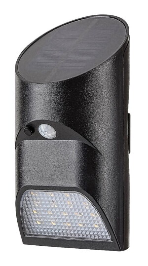 Sepik czarny zasilanie solarne PIR LED 3,6W 4000K IP44 Kinkiet zewnętrzny z czujnikiem ruchu i zmierzchu