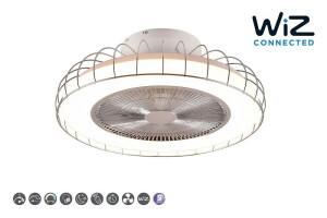 Sandfjord biały mat z wentylatorem Ø 52cm WiZ LED dim. 30W 2700-6500K pilot Lampa sufitowa ściemnialna sterowana aplikacją