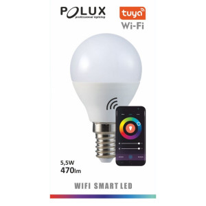 G45 E14 Sterowana aplikacją 470lm 5W 2700K-6500K+RGB wifi Tuya POLUX