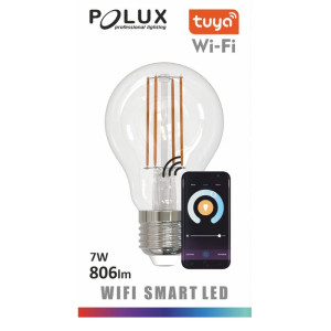 Filament A60 sterowany aplikacją E27 clear 806lm 7W 2700K-6500K wifi Tuya Żarówka dekoracyjna POLUX