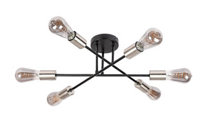 Branwen czarny mat 6xE27 Lampa sufitowa regulowana