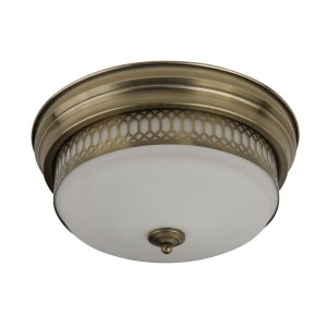 Edinburgh 2 mosiądz antyczny | opal Ø 35cm 2xE27 IP44 Łazienkowa lampa sufitowa