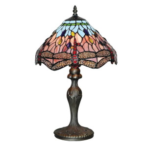 Dragonfly antyczny mosiądz | witraż Ø 30cm E27 Lampa stołowa