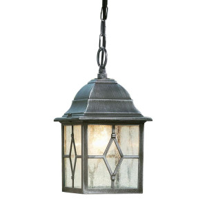 Genoa srebrny patyna E27 IP23 Zewnętrzna lampa wisząca