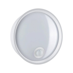Platomo biały 18cm PIR LED 14,5W 3000K IP44 Kinkiet zewnętrzny z czujnikiem zmierzchu i ruchu