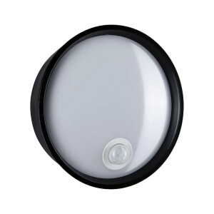 Platomo czarny 18cm PIR LED 14,5W 3000K IP44 Kinkiet zewnętrzny z czujnikiem zmierzchu i ruchu