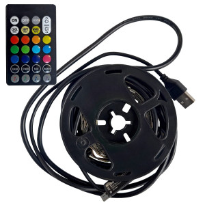 Taśma LED RGBW TV 2x1m z pilotem, funkcja muzyczna, USB 5V