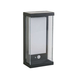 Solar czarny PIR LED 2W 3000K IP54 Solarny kinkiet zewnętrzny z czujnikiem ruchu i zmierzchu