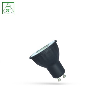 LED SMD GU10 czarny 6W 38° WW ciepła z soczewką SPECTRUM Żarówka