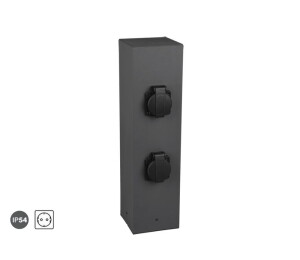 GARDEN SOCKET Antracyt 4x gniazdo elektryczne schuko bez bolca IP54 Słupek ogrodowy z gniazdami ( Od ręki dostępna 1szt. Wysyłka 24h. )