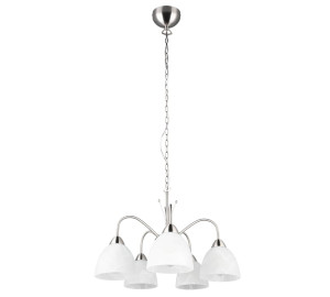 DOBBY nikiel mat | biały Ø 55cm. 5xE27 Lampa wisząca