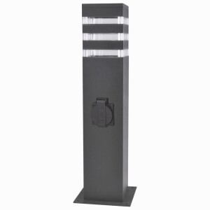 TEKSAS grafit 44cm 1xE27 z gniazdem elektrycznym IP54 Lampa ogrodowa z gniazdem elektrycznym