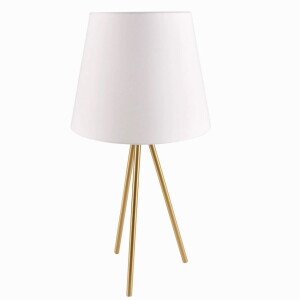 ELENA biało-złota Ø 30cm. 1xE27 Lampa stołowa trójnóg