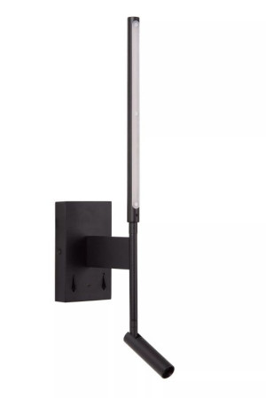 FINAN czarny LED 6W + 3W 2700K port USB Regulowany kinkiet ścienny z portem ładowania USB