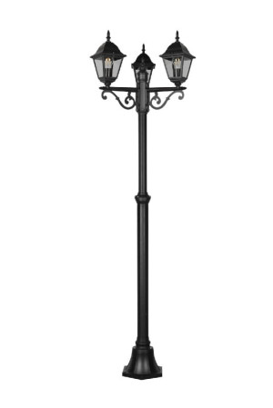 LIVENZA czarny mat. wys.200cm. 3xE27 IP44 Latarnia ogrodowa potrójna stojąca