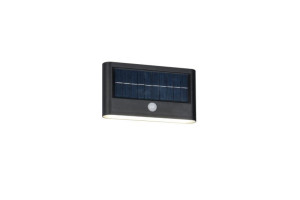 RAMOS Solar akumulator czarny mat PIR 8W 4000K IP44 Kinkiet solarny zewnętrzny z czujnikiem ruchu i zmierzchu