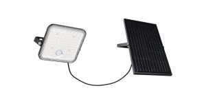 ACORA Solar czarny mat PIR LED Dim Timer Pilot 18W 4000K Naświetlacz solarny zarządzany pilotem z czujnikiem zmierzchu i ruchu