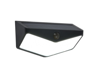 WINGS Solar czarny PIR LED 3,7W 5000K IP44 Kinkiet zewnętrzny solarny z czujnikiem ruchu i zmierzchu