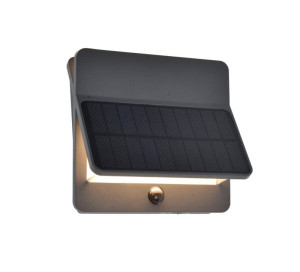 ALETA Solar czarny PIR LED 12,6W 3000K IP54 Kinkiet zewnętrzny solarny z czujnikiem ruchu i zmierzchu