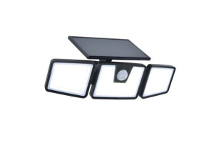 BRITI solar czarny PIR LED 6W 5000K IP44 Naświetlacz solarny z czujnikiem ruchu i zmierzchu