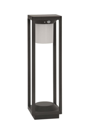 GIBRALEON Solar antracyt wys. 50cm. PIR LED Dim. 1,5W 3000K IP65 Lampa ogrodowa solarna stojąca ściemnialna z czujnikiem ruchu i zmierzchu