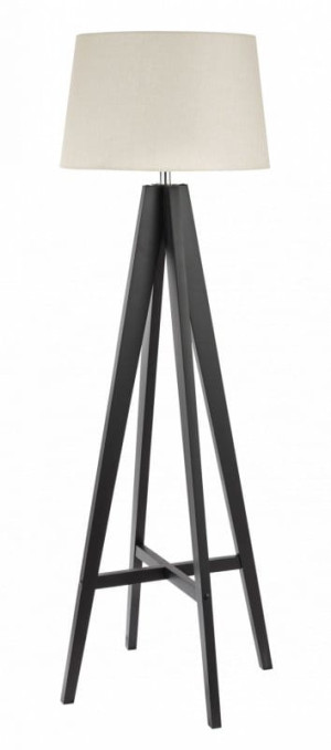 Easel ciemne drewno - beżowy E27 Lampa podłogowa stojąca trójnóg