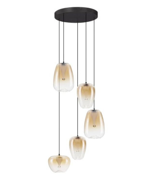 JAREVIA czarny mat | bursztynowy śr. 47cm. LED dim. 18W 3000K Lampa wisząca ściemnialna