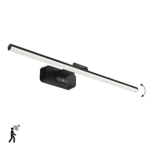 NORRIS czarny szer. 59cm. PIR LED 12W 3000K IP44 Kinkiet łazienkowy uchylny nad lustro z czujnikiem ruchu